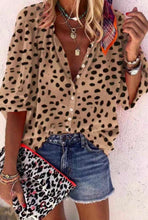 Load image into Gallery viewer, Khaki Leopard Print Blouse
