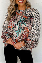 Load image into Gallery viewer, Black Floral Ruffle Long Sleeve Blouse
