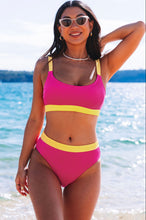 Load image into Gallery viewer, Hot Pink Color Block Bikini
