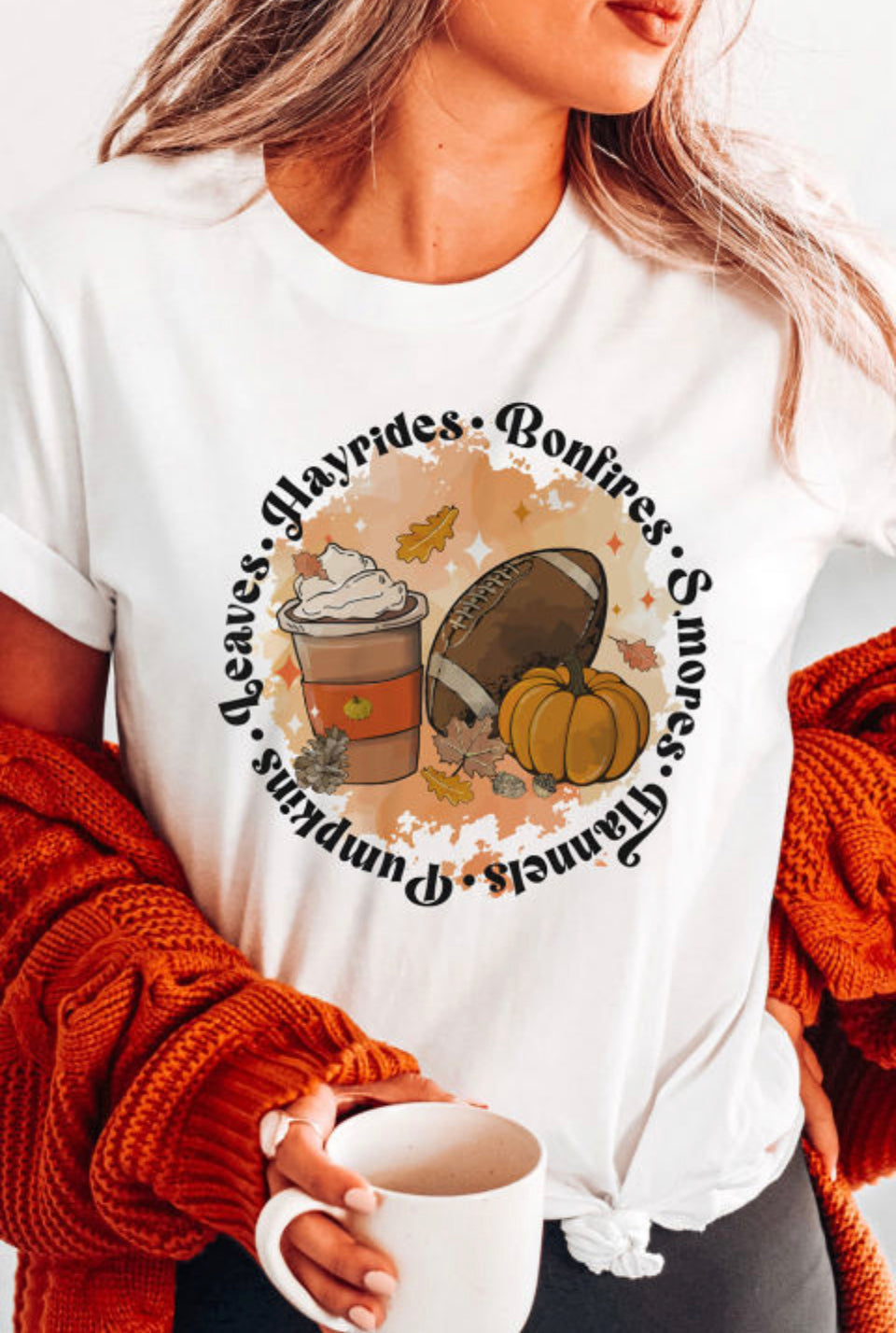 Pumpkin Spice, Football and Fall Graphic Tee