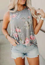 Load image into Gallery viewer, Floral Print Grey Tank Top
