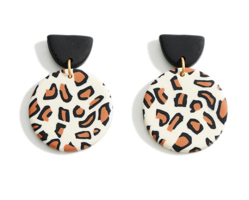 Leopard Print Polymer Clay Earrings