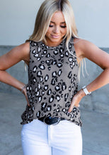 Load image into Gallery viewer, Grey Leopard Print Sleeveless Tunic
